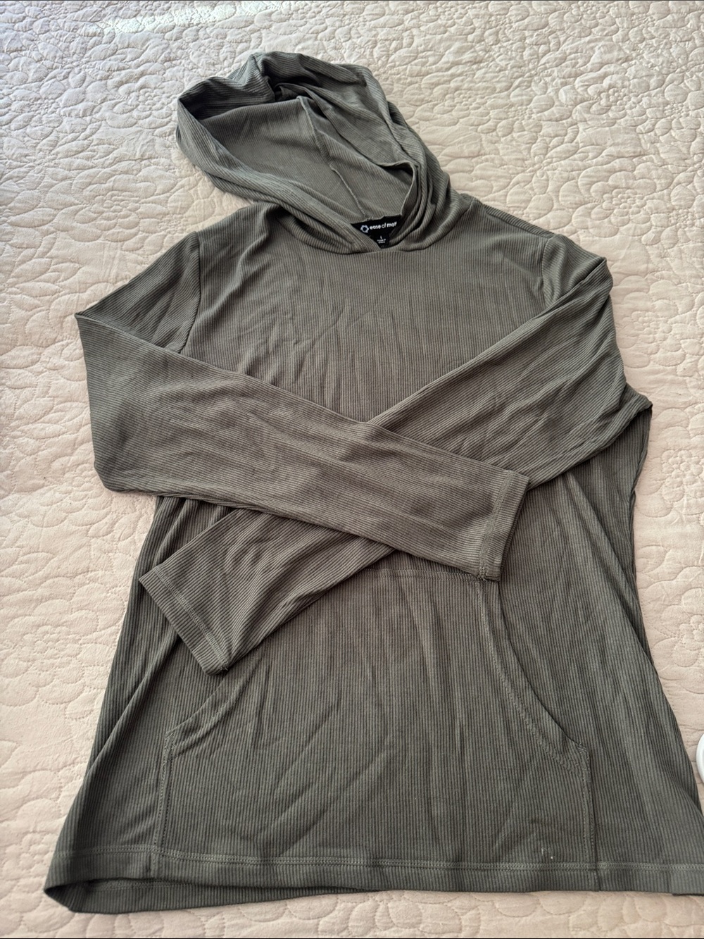 Olive Green Hooded Ribbed Tee